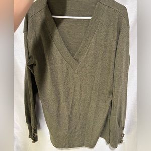 Shein Small army green sweater with button on sleeve.